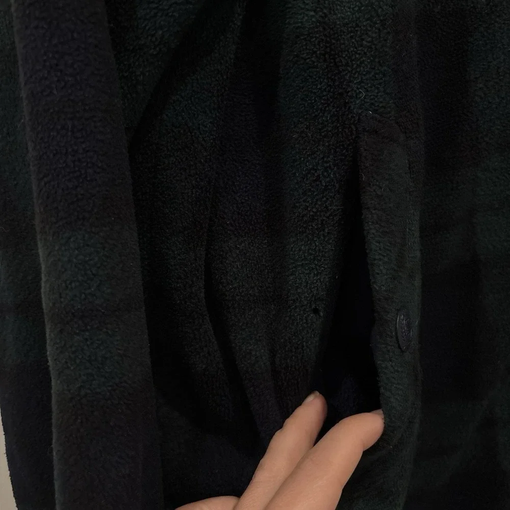 VINTAGE Tommy Hilfiger Full Zip Fleece Jacket Tartan Plaid Green Mens Medium 90s